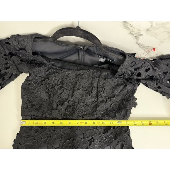 Boston proper 3D Lace Floral Puff Sleeve Dress Sz 0 Classic Party Wedding Guest - Picture 11 of 11